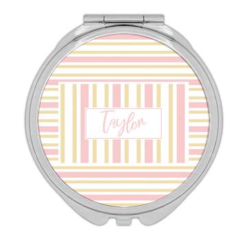 Baby Girl Pink Stripes : Gift Compact Mirror For Home Nursery Wall Decor Abstract Lines Office