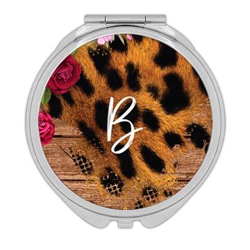 Animal Print Feline : Gift Compact Mirror Flower Rose Personalized Name Initial Animals Fauna