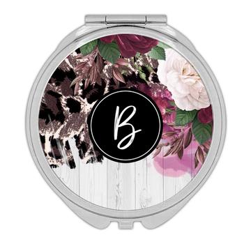 Animal Print Feline : Gift Compact Mirror Flower Fashion Personalized Name Initial Animals Fauna
