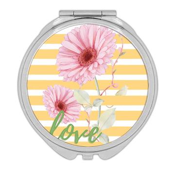 Calendula Stripes Art : Gift Compact Mirror Love Flower Flowers Daisies For Her Woman Best Friend Cute