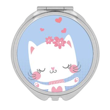 Sweet Kitten Cat Art : Gift Compact Mirror For Baby Shower Girl Girlish Teenage Birthday Cute Hearts