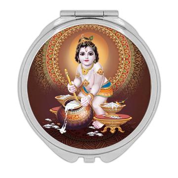 Vintage Baby Krishna Art : Gift Compact Mirror Hindu Hinduism Religion India God Lord Devotional Poster