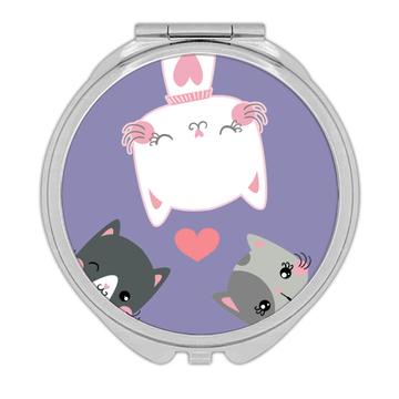 Three Cats Heart Kawaii  : Gift Compact Mirror Cute