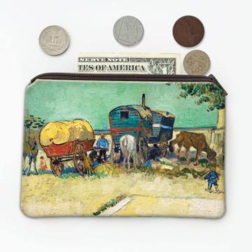 Vincent Van Gogh The Caravans : Gift Coin Purse Famous Oil Painting Art Artist Painter
