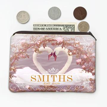 Personalized Family Name Swan : Gift Coin Purse Wedding Engagement Est. Family Anniversary