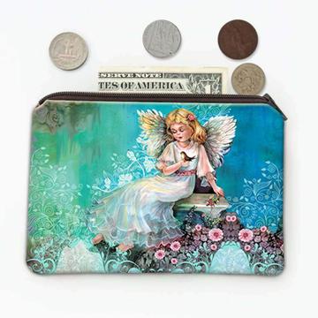Angel Sitting With Bird : Gift Coin Purse Catholic Religious Esoteric Victorian