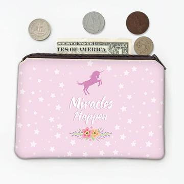 Miracles Happen : Gift Coin Purse Unicorn Magical Flowers Cartoon Cute For Girls