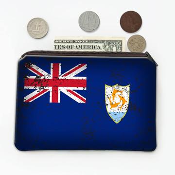 Anguilla : Gift Coin Purse Anguillan Flag Retro Artistic Expat Country