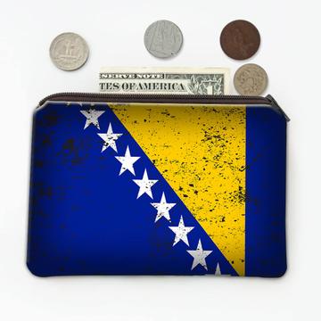 Bosnia and Herzegovina : Gift Coin Purse  Flag Retro Artistic Expat Country