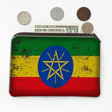 Ethiopia : Gift Coin Purse Flag Retro Artistic Ethiopian Expat Country