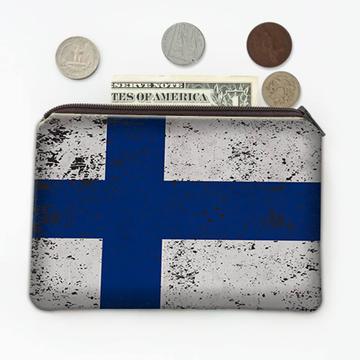 Finland : Gift Coin Purse Flag Retro Artistic Finnish Expat Country