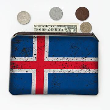 Iceland : Gift Coin Purse Flag Retro Artistic Icelandic Expat Country