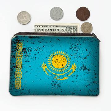 Kazakhstan : Gift Coin Purse Kazakh Flag Retro Artistic Expat Country