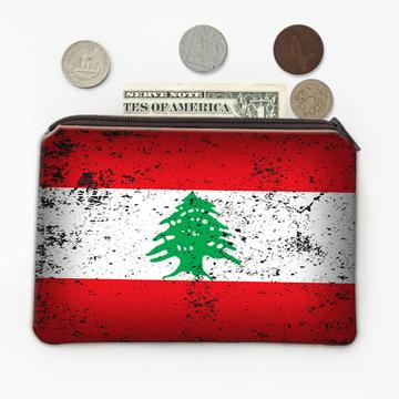 Lebanon : Gift Coin Purse Lebanese Flag Retro Artistic Expat Country