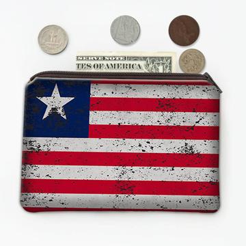 Liberia : Gift Coin Purse Flag Retro Artistic Liberian Expat Country
