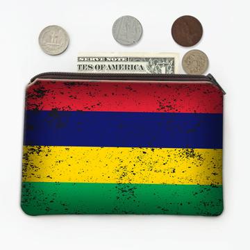 Mauritius : Gift Coin Purse Mauritian Flag Retro Artistic Expat Country