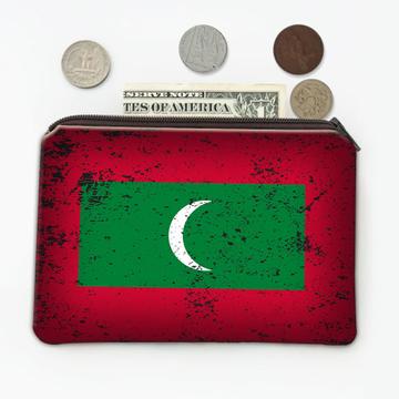 Maldives : Gift Coin Purse Maldivian Flag Retro Artistic Expat Country