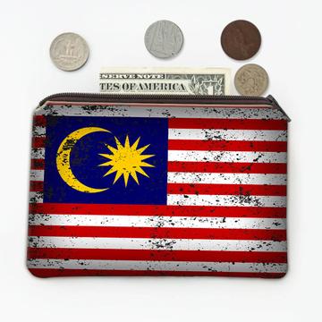 Malaysia : Gift Coin Purse Malaysian Flag Retro Artistic Expat Country