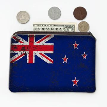 New Zealand : Gift Coin Purse Flag Retro Artistic New Zealander Expat Country
