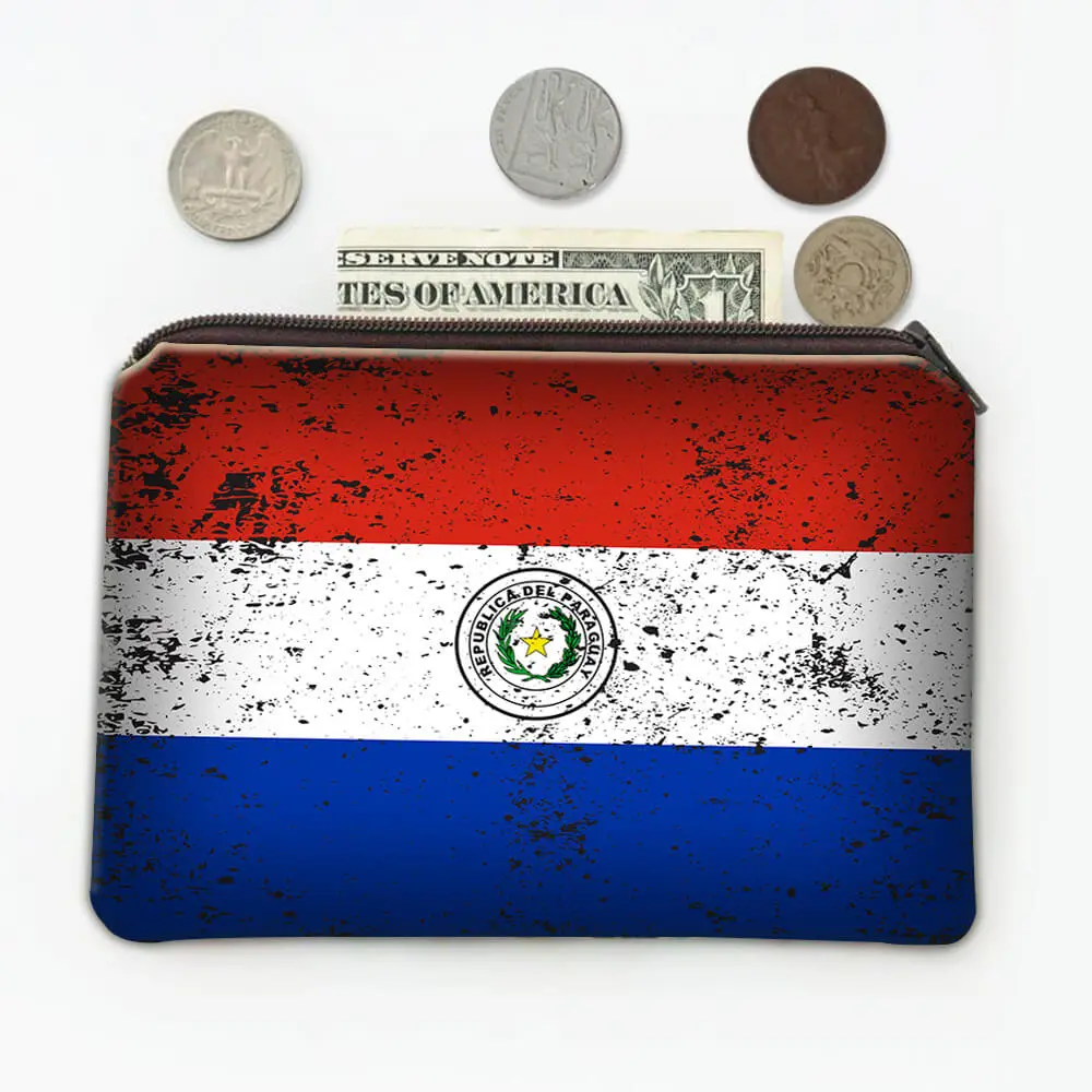 Paraguay : Gift Coin Purse Paraguayan Flag Retro Artistic Expat Country