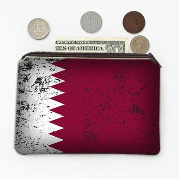 Qatar : Gift Coin Purse Qatari Flag Retro Artistic Expat Country