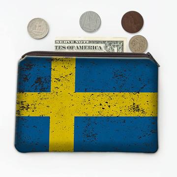 Sweden : Gift Coin Purse Flag Retro Artistic Swedish Expat Country