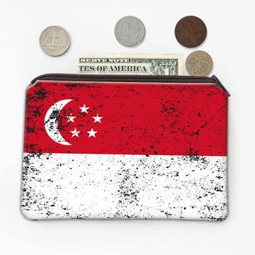 Singapore : Gift Coin Purse Singaporean Flag Retro Artistic Expat Country