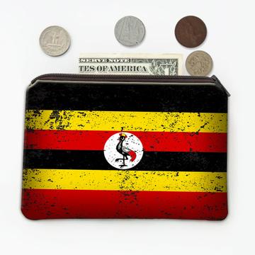 Uganda : Gift Coin Purse Ugandan Flag Retro Artistic Expat Country