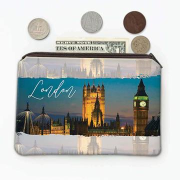 LONDON ENGLAND : Gift Coin Purse Big Ben Parliament Flag UK British Country Souvenir