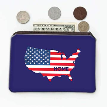 USA Home Map Flag : Gift Coin Purse Americana United States American Country