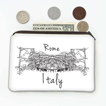 Italy Rome : Gift Coin Purse Italian Epat Country Souvenir Pride Outline Sketch