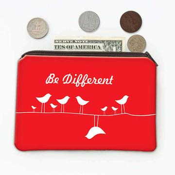 Be Different : Gift Coin Purse String Silhouette Cute Bird on Wire Lover Inspirational