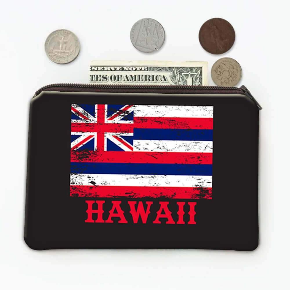 Gift Coin Purse : Hawaii Flag Distressed Souvenir State USA Christmas Coworker