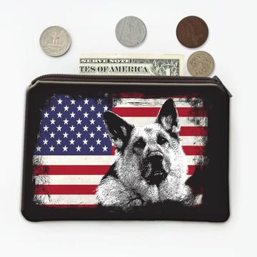 German Shepherd Sepia USA Flag : Gift Coin Purse Dog Pet K-9 United Police America