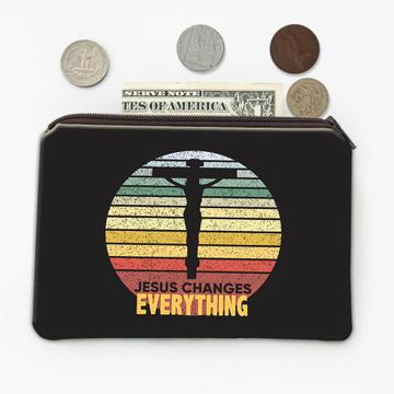 Jesus Changes Everything : Gift Coin Purse Crucifixion Gradient Stripes Catholic Modern
