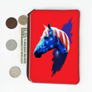 Horse USA American Colors : Gift Coin Purse United States Flag Animal Patriotic Holiday