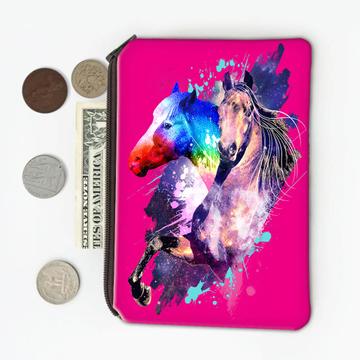 Watercolor Horses : Gift Coin Purse Wall Art Print Animals Painting Country Style Room Decor