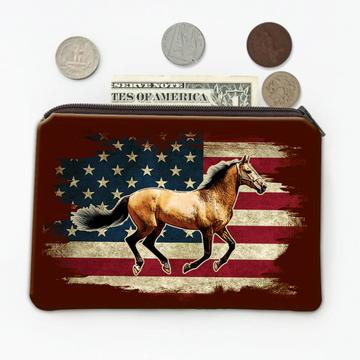 American Flag Horse : Gift Coin Purse USA United States Country For Father Cowboy Animal