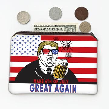 Make 4th Of July Great Again : Gift Coin Purse Drinking Trump Funny Art American Flag Beer