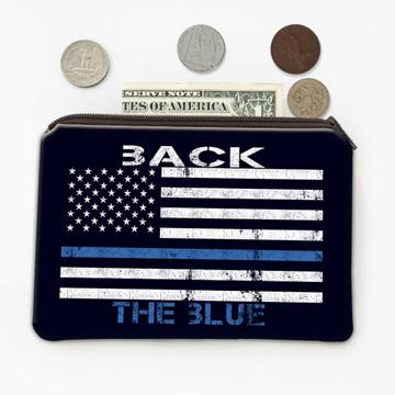 Back The Blue : Gift Coin Purse For Police Officer Support Policeman USA American Flag