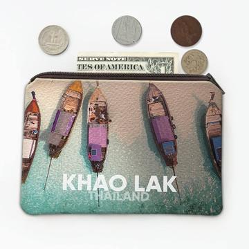 Khao Lak Thailand : Gift Coin Purse Thai Boats Photographic Travel Souvenir Vintage Distressed Asia