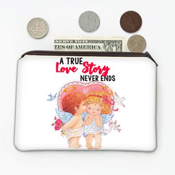 Victorian Angel Cupid : Gift Coin Purse Retro A True Love Story Never Ends Valentines