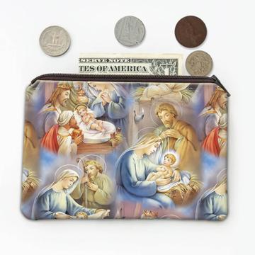 Christmas Nativity Holy Family : Gift Coin Purse Baby Jesus Miracle Magi Three Men Religious Art