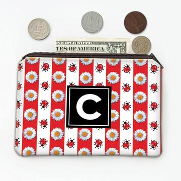 Ladybugs Daisies : Gift Coin Purse Stripes Pattern Ladybug Flower Feminine Print For Her Mother