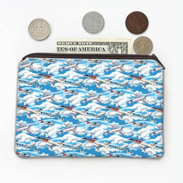 Airplane Planes : Gift Coin Purse For Pilot Fighter Him Father Dad Skies Clouds Kids Boy Birthday