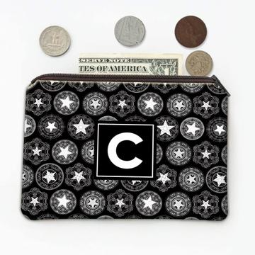 Star Shaped Circles Pattern : Gift Coin Purse Abstract Seamless Arabesque Art Black White Flakes