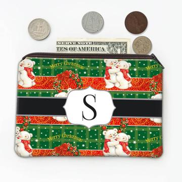Kissing Bears : Gift Coin Purse Christmas Mistletoe Garland Valentine Pattern Kids Cute Baby