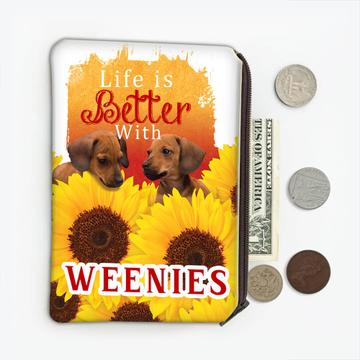 Dachshund Sunflowers : Gift Coin Purse Life Weenie Dog Floral Pet Funny Cute Puppy