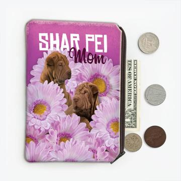 Sharpei Mom Artistic Flowers : Gift Coin Purse Dog Pet Funny Cute