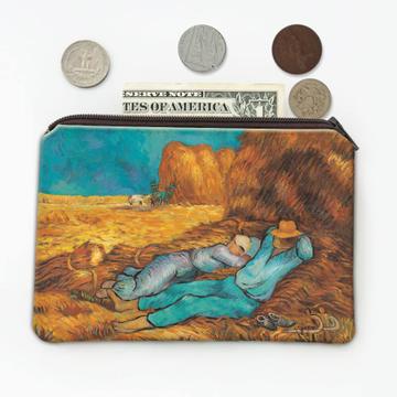 Farmer Resting Hay : Gift Coin Purse Famous Oil Painting Art Artist Painter